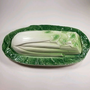 Ceramic Vintage Celery Butter Dish Made in Italy
